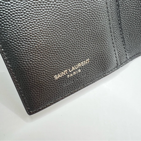Authentic YSL Saint Laurent Cassandra Leather Long Bifold Wallet Black on Black - Picture 7 of 12